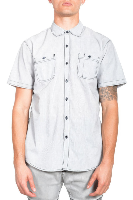 Men's Casual Short Sleeve Solid Shirts White