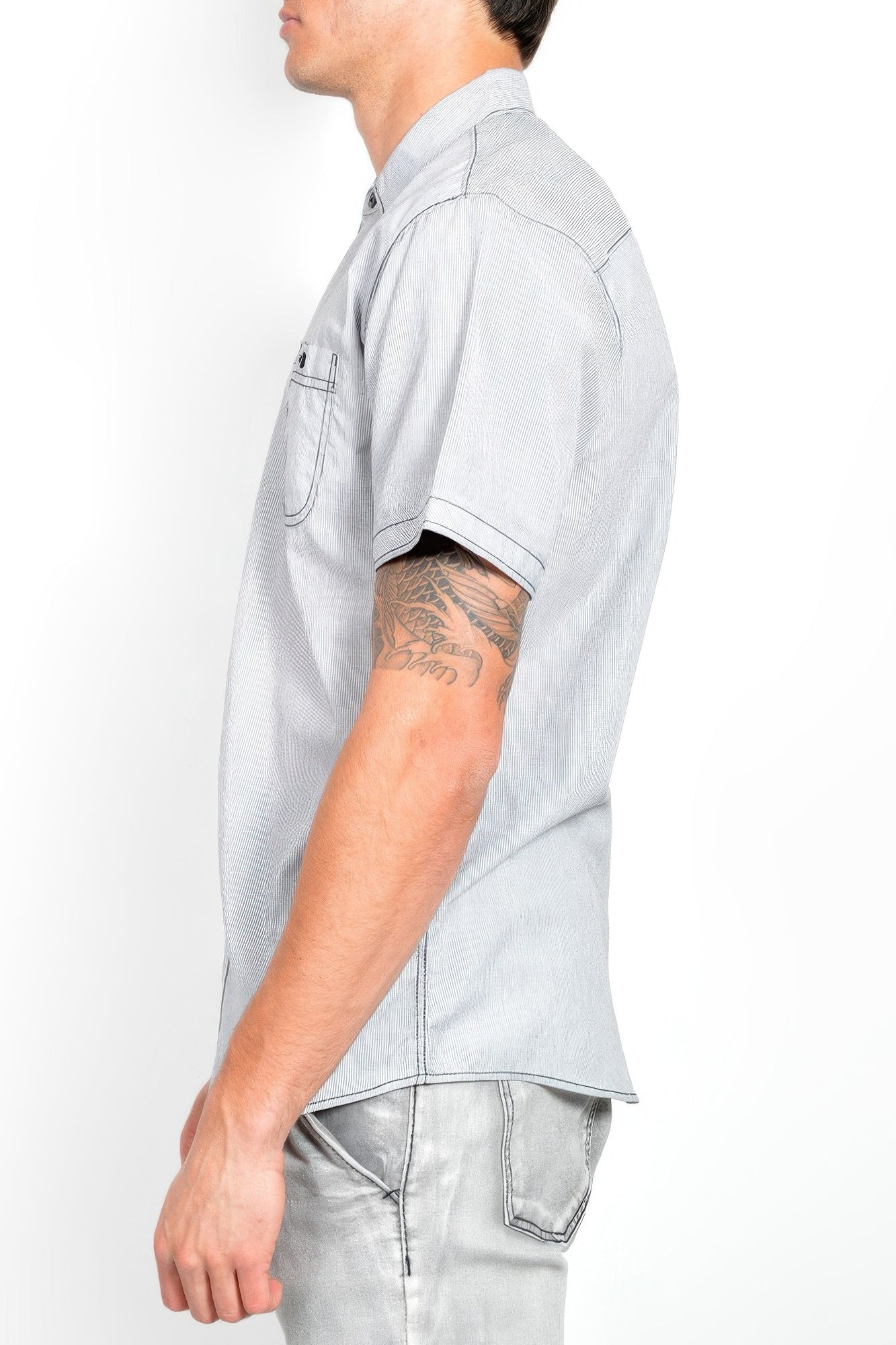 Men's Casual Short Sleeve Solid Shirts White 3