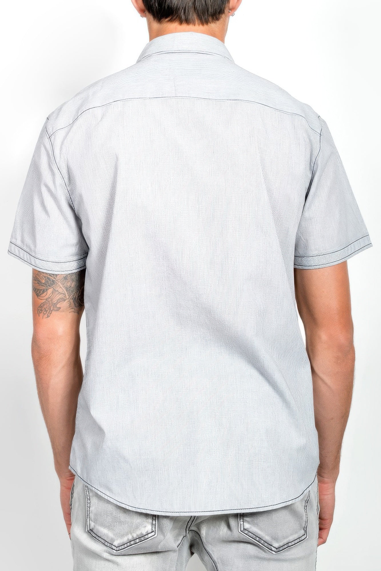 Men's Casual Short Sleeve Solid Shirts White 4