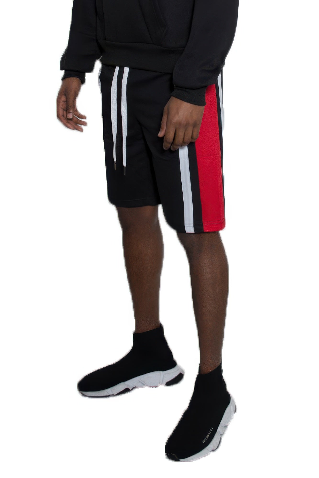 Men's Color Block Stripe Sweat Shorts Black 
