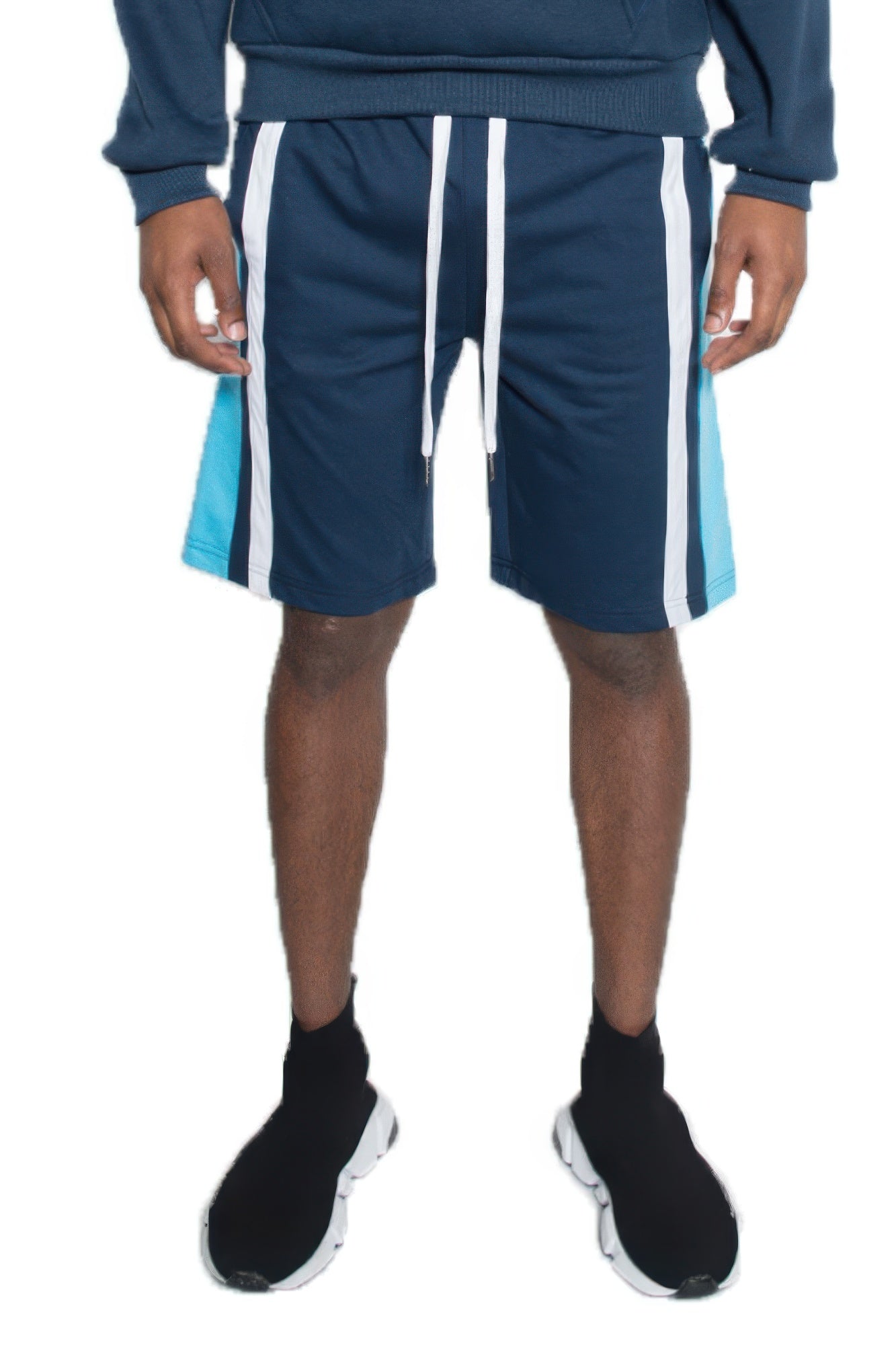 Men's Color Block Stripe Sweat Shorts Navy