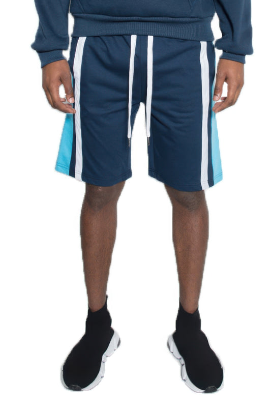 Men's Color Block Stripe Sweat Shorts Navy