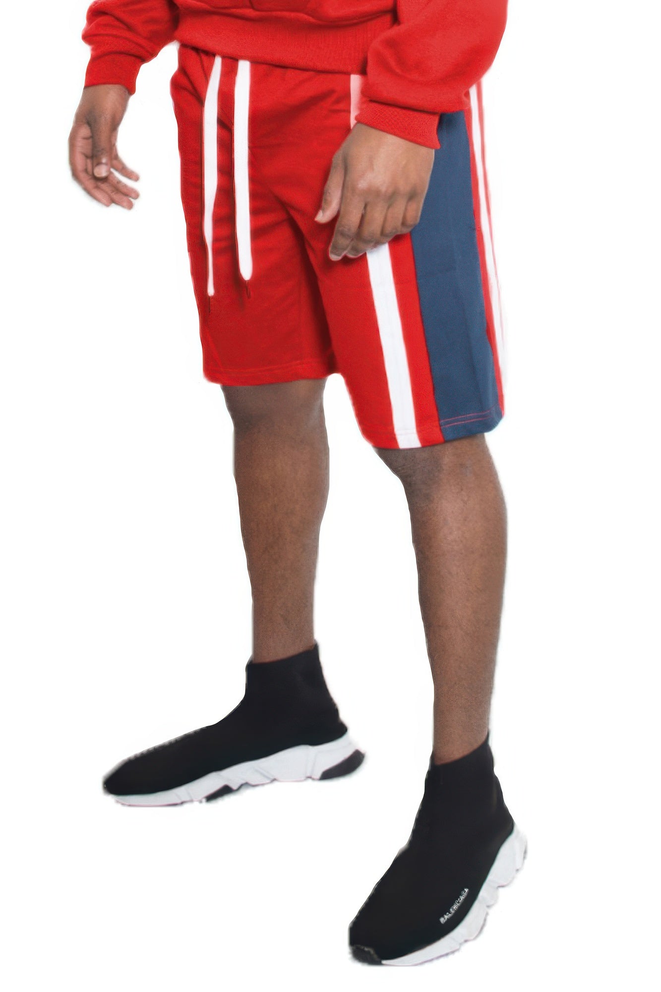 Men's Color Block Stripe Sweat Shorts Red