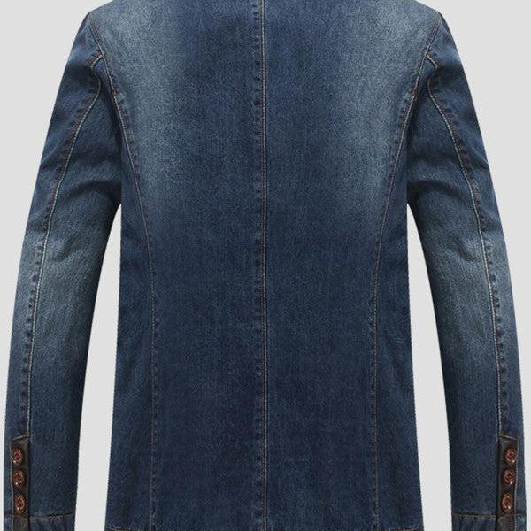 Men's Casual Denim Patchwork Suit Jacket