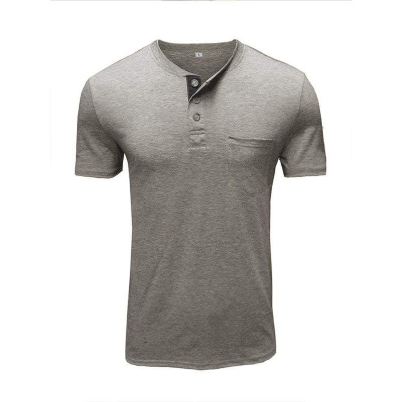 Men's solid color casual short-sleeved T-shirt