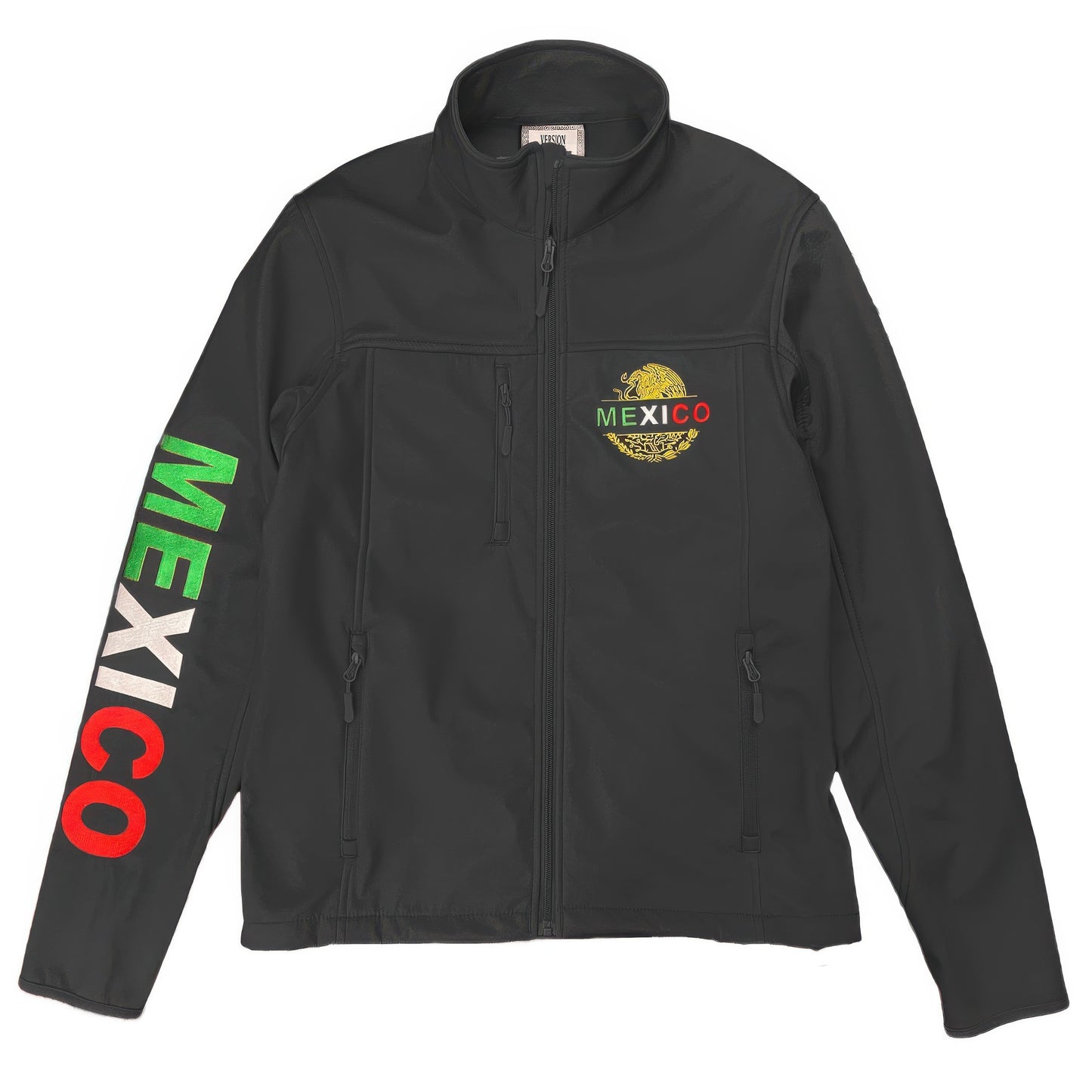 Mexico Embroidered Soft Shell Jacket Black Front2