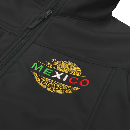 Mexico Embroidered Soft Shell Jacket Black Front3