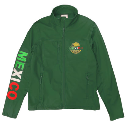 Mexico Embroidered Soft Shell Jacket Green Front