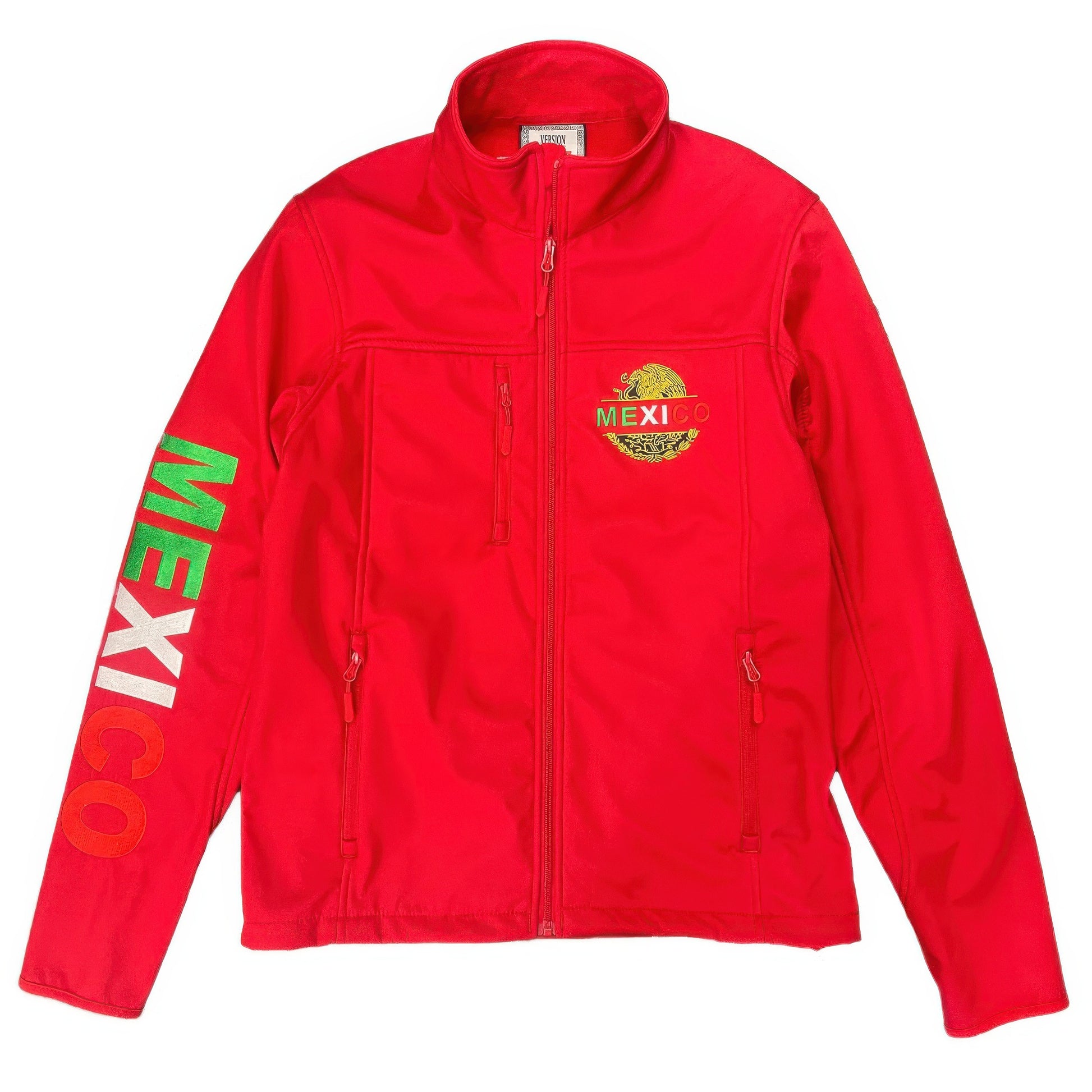 Mexico Embroidered Soft Shell Jacket Red Front