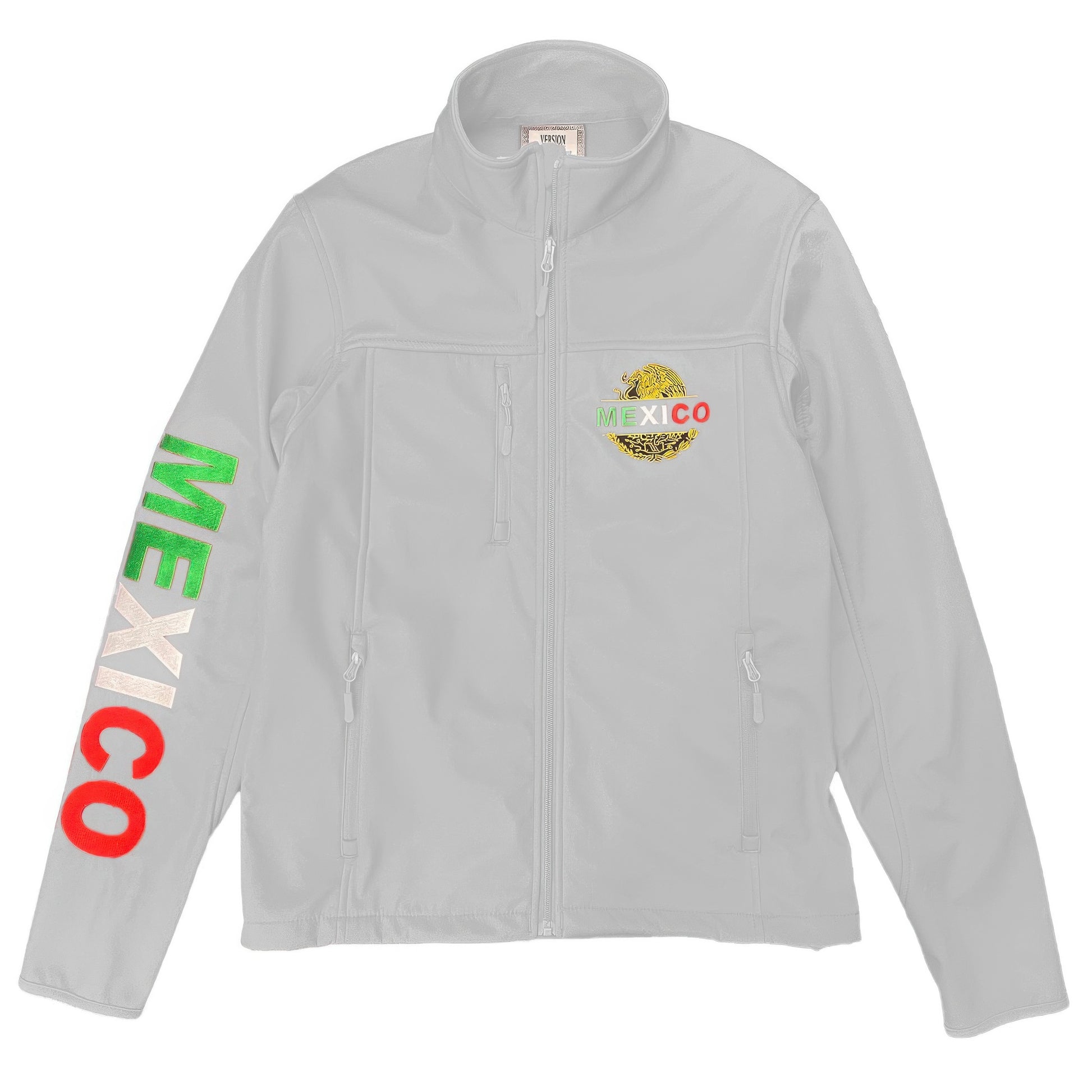 Mexico Embroidered Soft Shell Jacket White Front