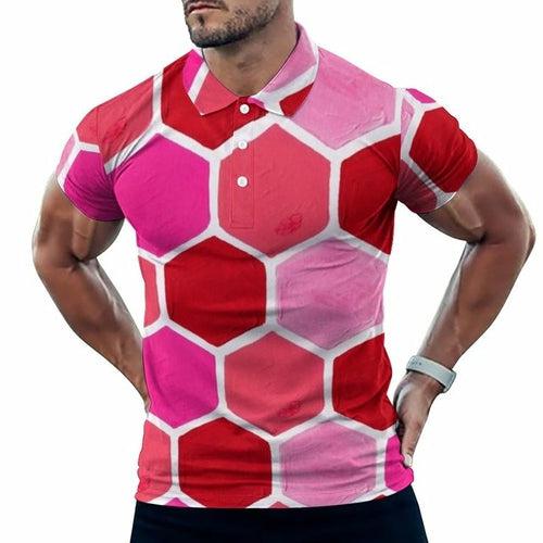 Multi Geometric Print Polo Art Mondrian Style Casual Shirt