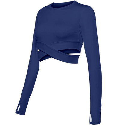 New Arrive Sexy Long Sleeve Crop Top Yoga Outfits Thin Lightweight Tight Fitting Yoga T-Shirt
