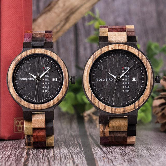 P14 Antique Men Wood Watches Date and Time