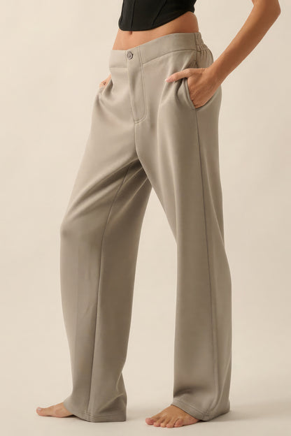 Premium Scuba High Waist Button Zip Up Fly Pants 3