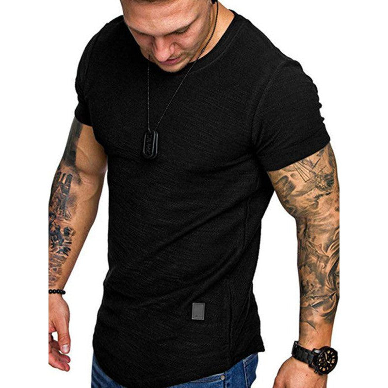 Short-sleeved T-shirt bamboo cotton solid color round neck T-shirt men's bottoming shirt