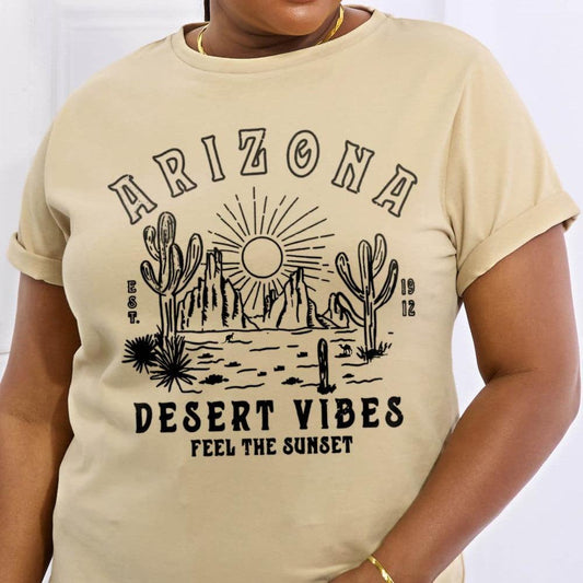 Simply Love Full Size ARIZONA DESERT VIBES FEEL THE SUNSET Graphic Cotton Tee