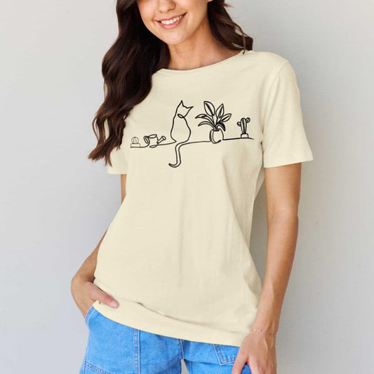 Simply Love Full Size Cat Graphic Cotton Tee