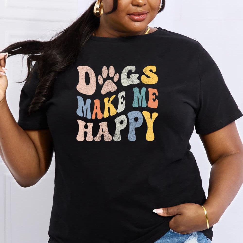 Simply Love Full Size DOGS MAKE ME HAPPY Graphic Cotton Tee