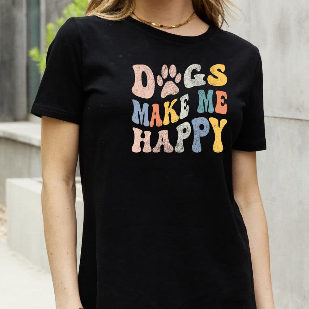 Simply Love Full Size DOGS MAKE ME HAPPY Graphic Cotton Tee