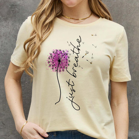 Simply Love Full Size JUST BREATHE Graphic Cotton Tee