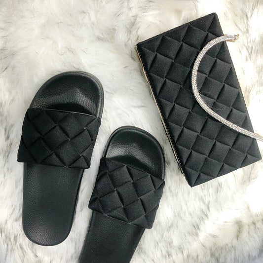 Slippers Slides And Bag Set Fashion Outdoor PVC Slides Slippers And Handbags