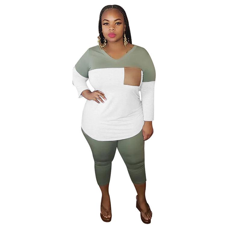 Stylish 2020 Summer Sexy ladies splice 2 Pcs Track Suit Outfits plus size Two Piece Set Women Clothing For Women