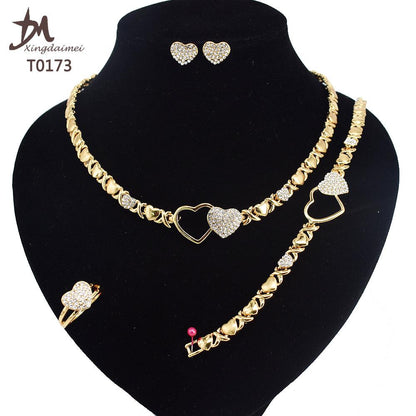 T0173 african High quality 18k gold XOXO plating jewelry set