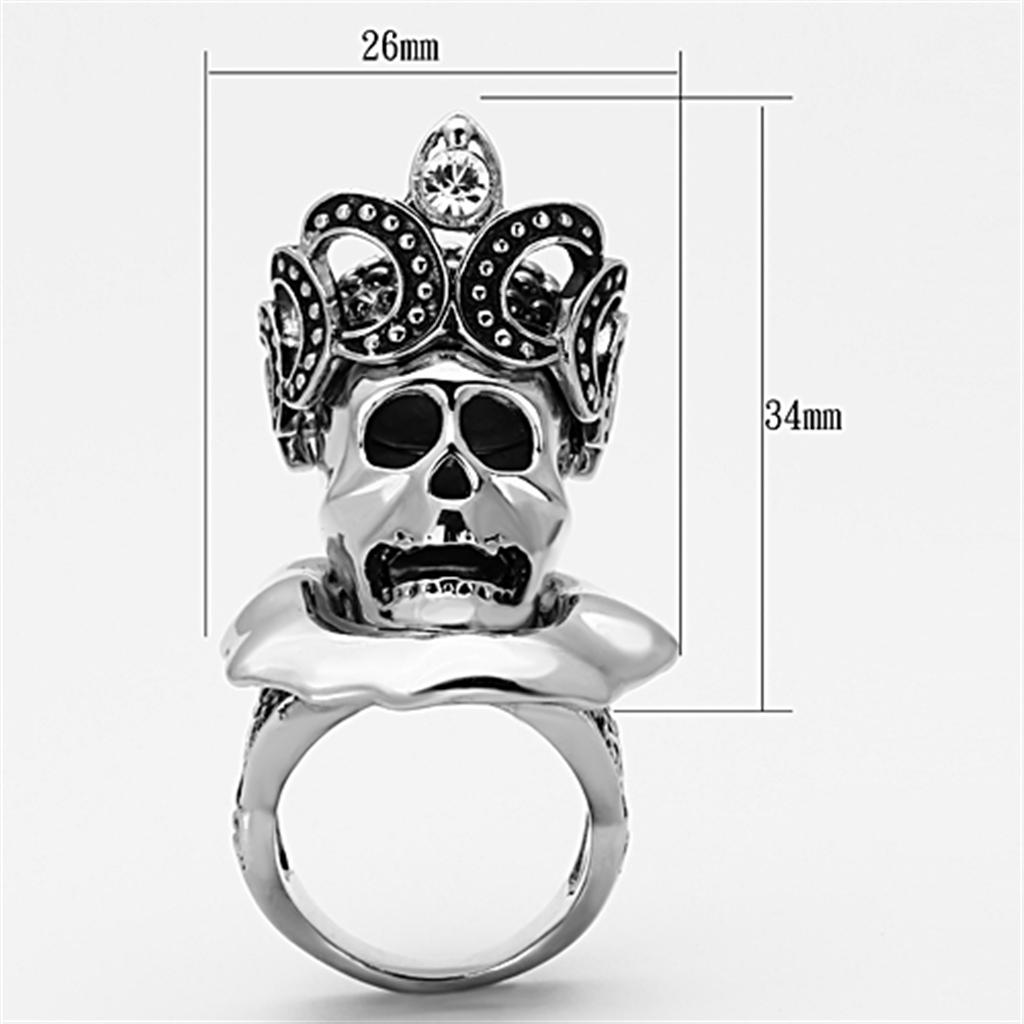 TK1201 - High polished (no plating) Stainless Steel Ring with Skull Top