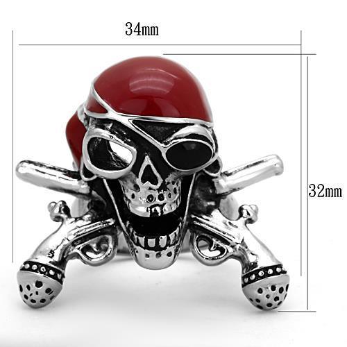 TK1374 - High polished (no plating) Stainless Steel Pirate Ring with Epoxy