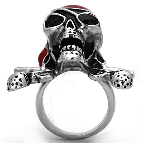 TK1374 - High polished (no plating) Stainless Steel Pirate Ring with Epoxy