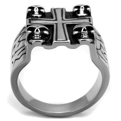 TK2316 - High polished (no plating) Stainless Steel Four Skull Ring with Epoxy