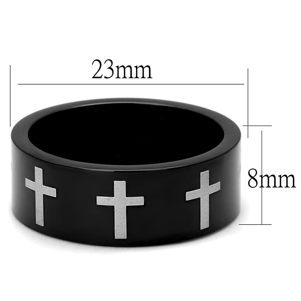 TK2410 - Two-Tone IP Black Cross (Ion Plating) Stainless Steel Ring