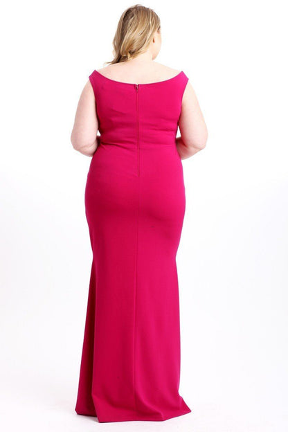 Techno Crepe Stretch Off The Shoulder Dress 3