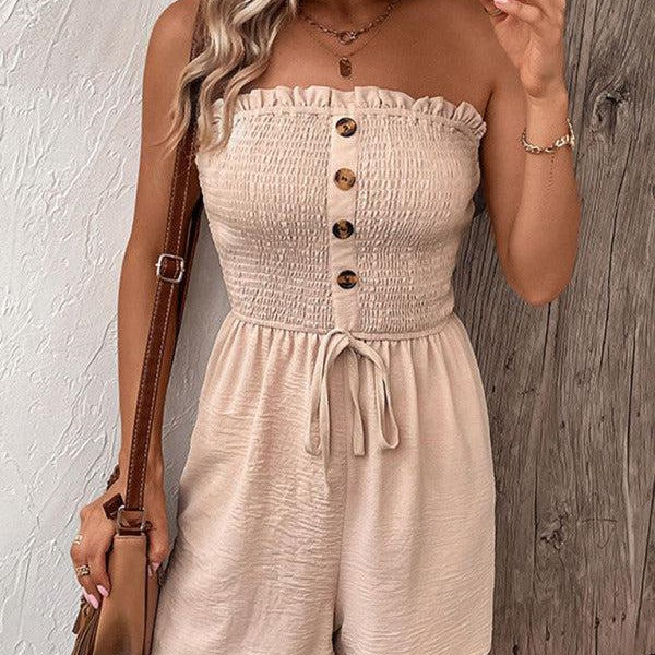 The new fashion women's casual solid color cross-border tube top jumpsuit