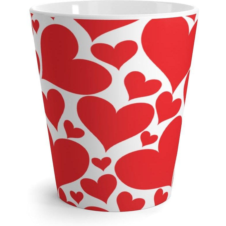 Uniquely You Coffee Cup, Latte Ceramic Mug 12 oz, Love Red Hearts