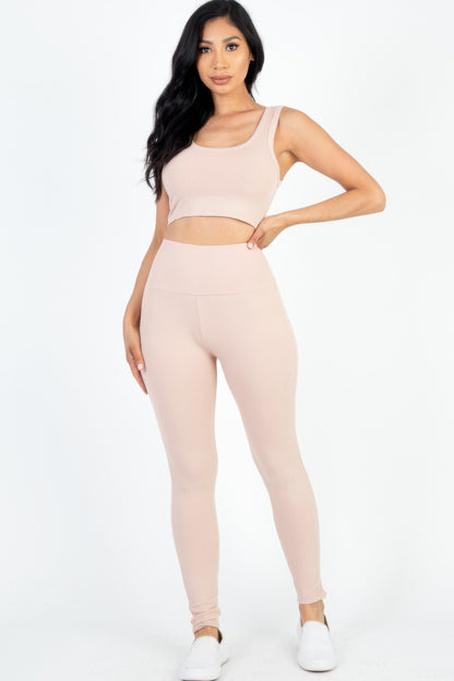 Ribbed Crop Top & Leggings Set