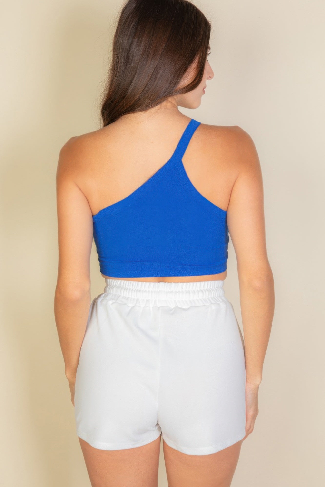 One Shoulder Ribbed Cropped Top