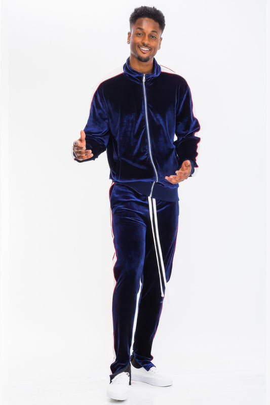 Men's Velour Track Jacket And Track Pant Set