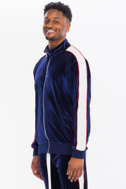 Men's Velour Track Jacket And Track Pant Set