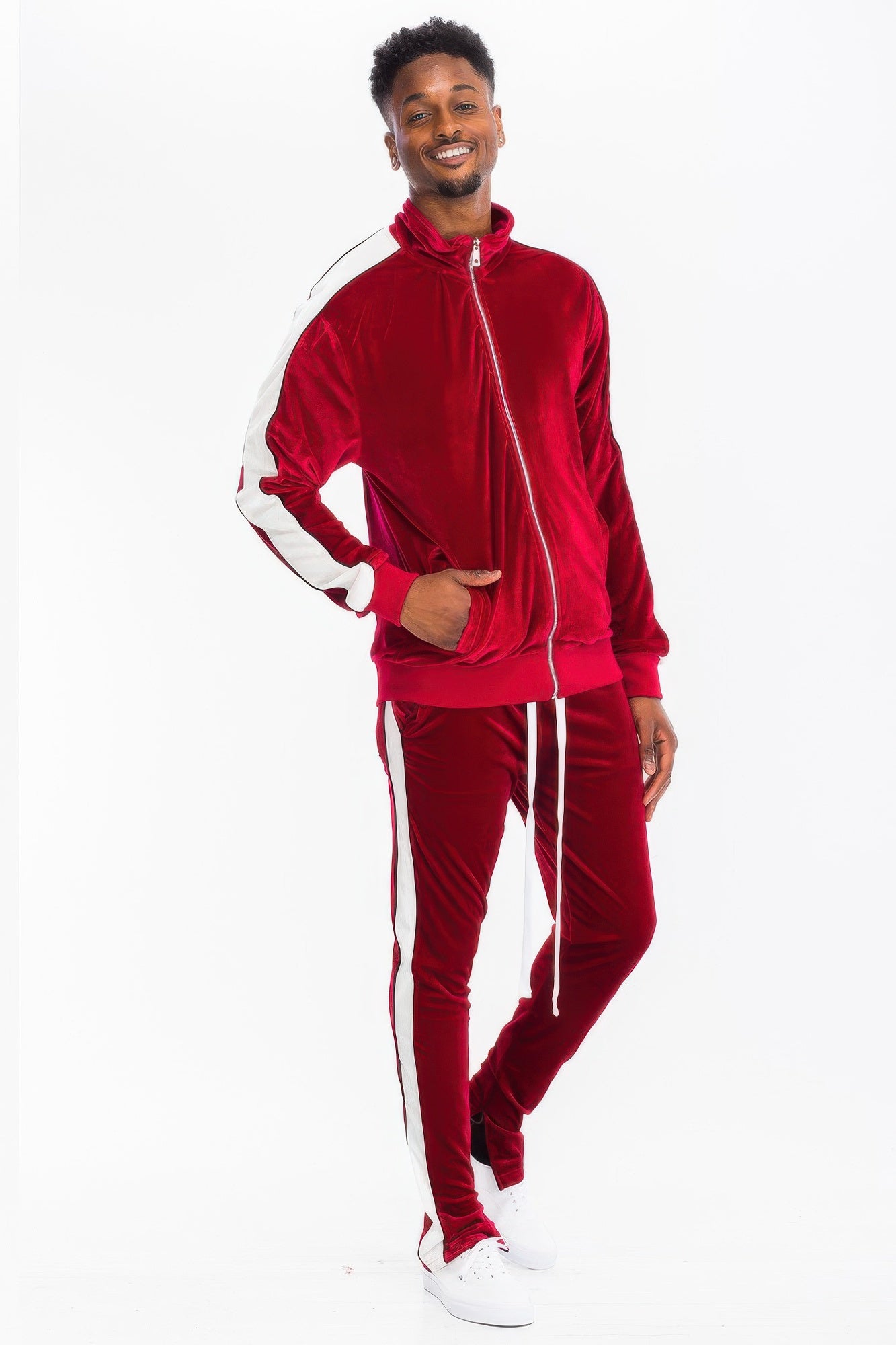 Men's Velour Track Jacket And Track Pant Set