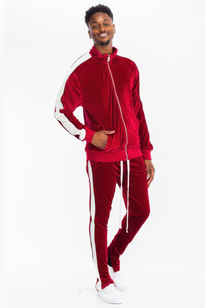 Men's Velour Track Jacket And Track Pant Set