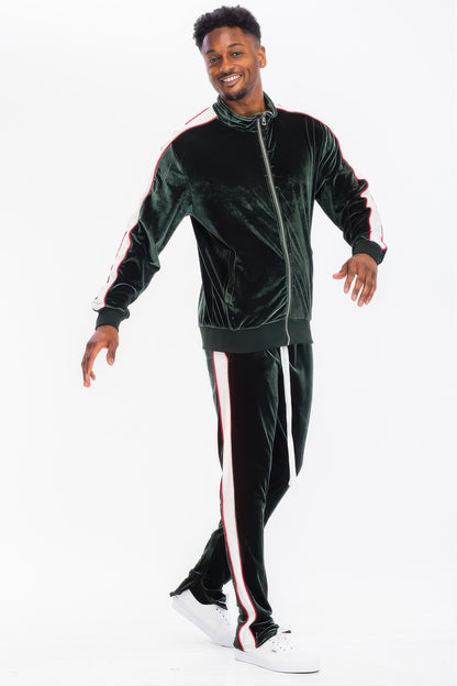 Men's Velour Track Jacket And Track Pant Set