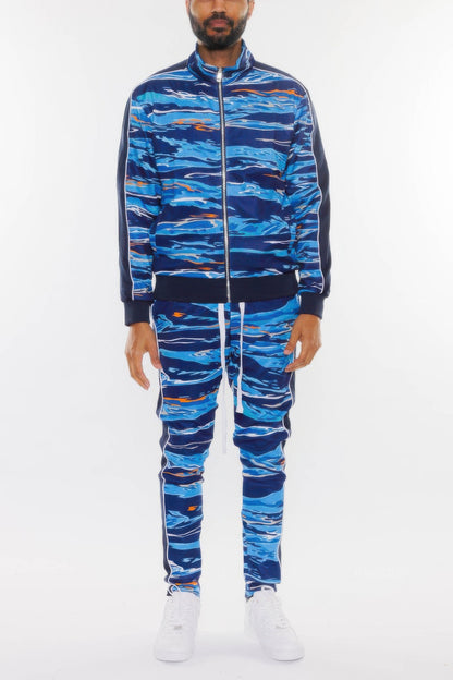 Men's Print Full Zip Track Suit Set