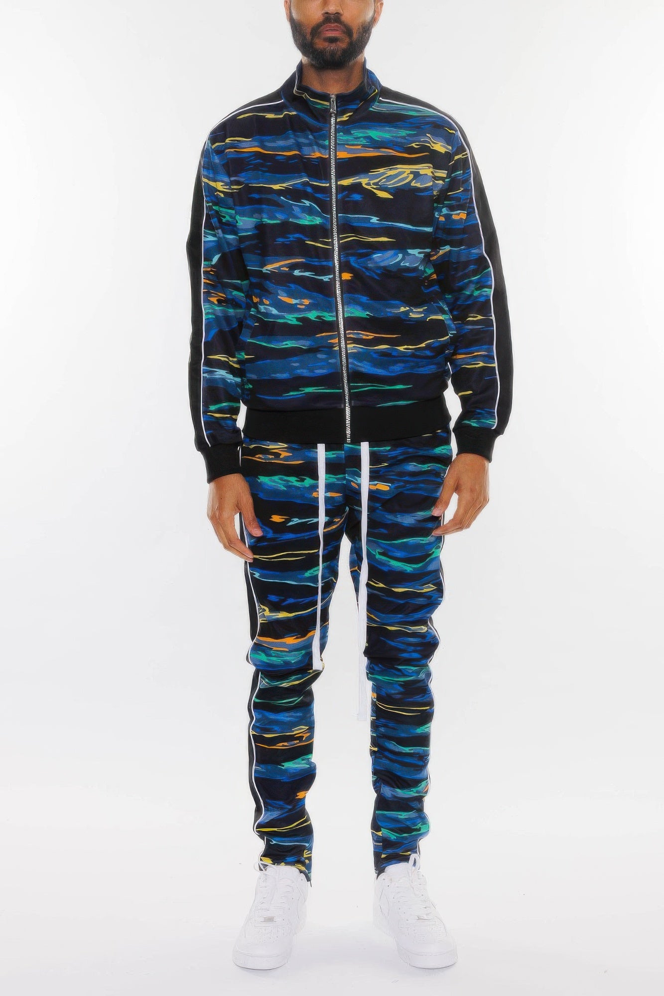 Men's Print Full Zip Track Suit Set