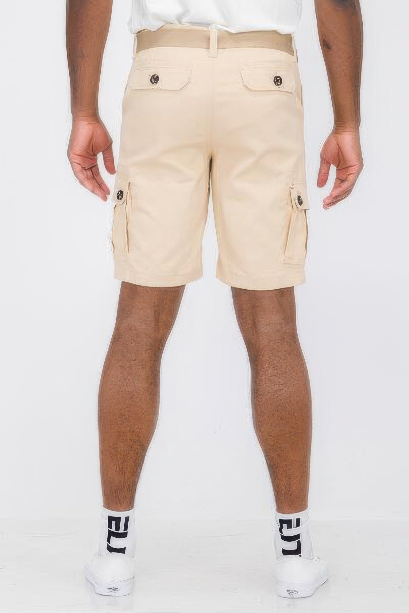 Men's Belted Cargo Shorts With Pockets