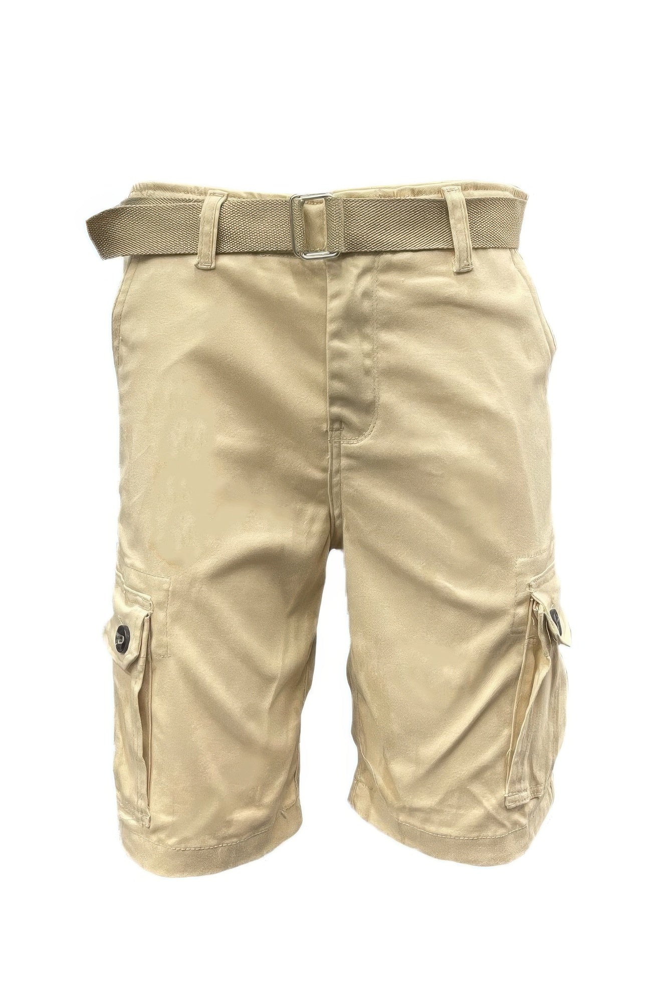 Men's Belted Cargo Shorts With Pockets