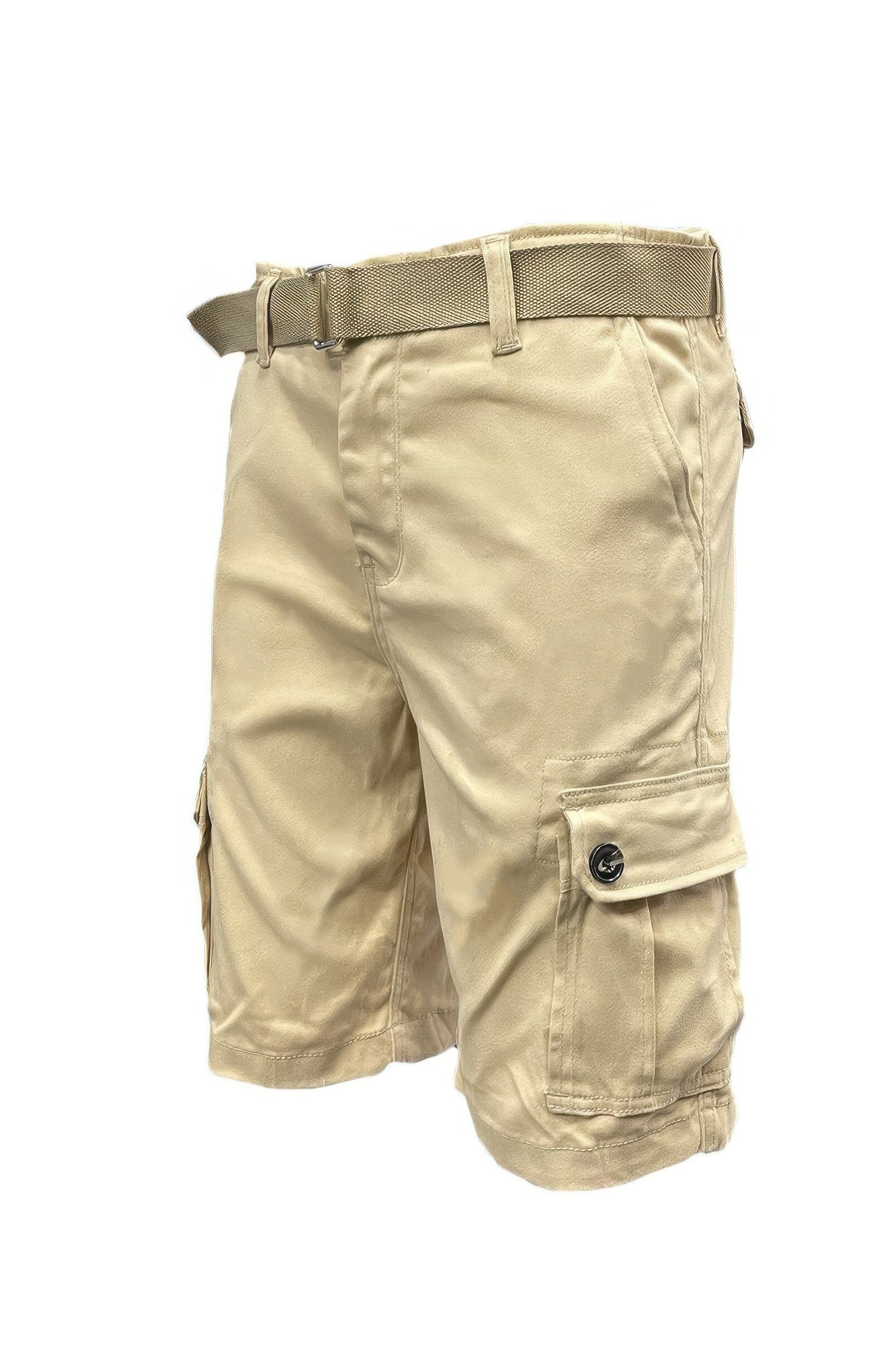 Men's Belted Cargo Shorts With Pockets