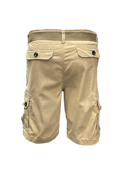 Men's Belted Cargo Shorts With Pockets