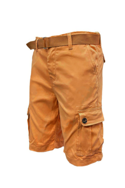 Men's Belted Cargo Shorts With Pockets