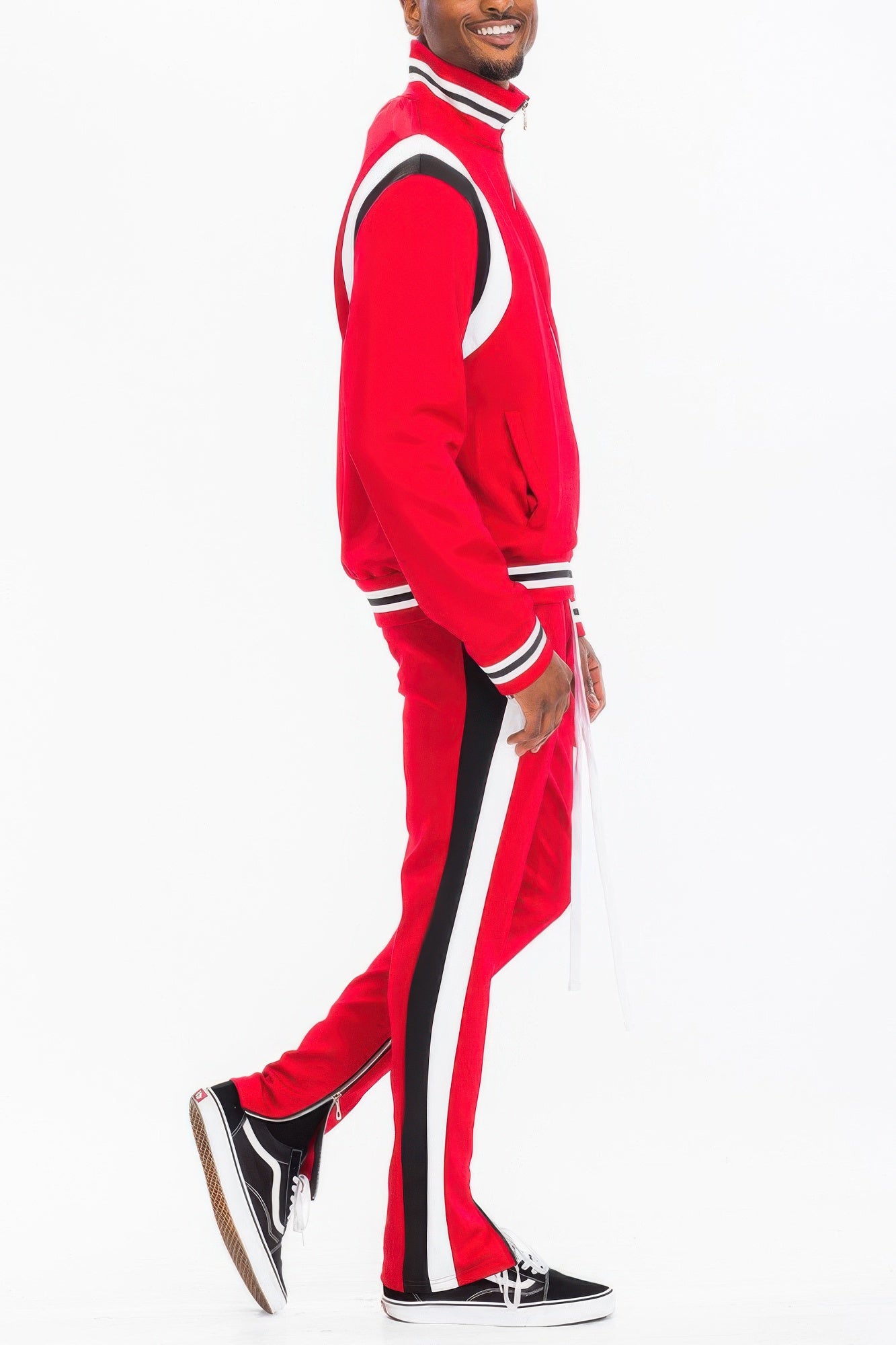 Men's Two Stripe Track Pants Track Jacket Set